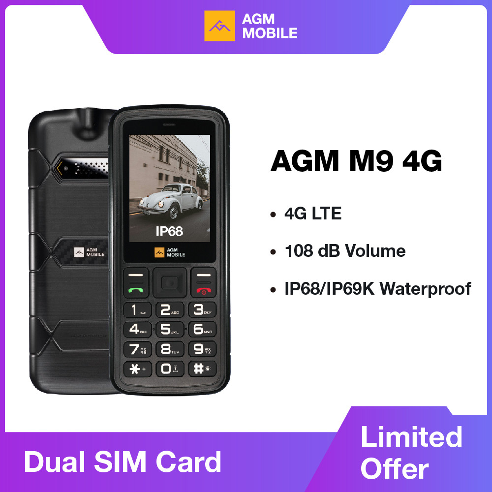 AGM M9 4G Feature Phone 2.4" Screen Russian Or English Keyboard Dual SIM Large Button Big Battery El