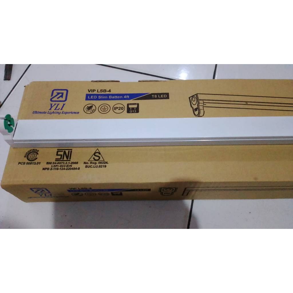 YLI Kap Single End Slim Batten Fitting Sangkar Lampu T8 18w 120cm SNI