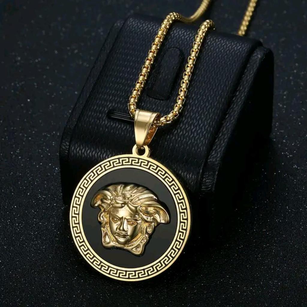 Kalung versace necklace chrome Gold Titanium Anti Karat Model Terbaru untuk Pria dan Wanita Hadiah  