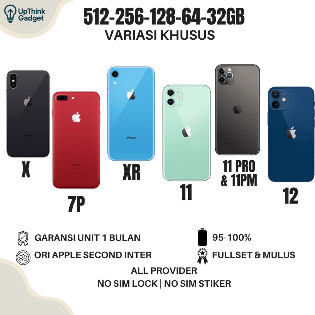 iphone second 12 11 pro max xr xs x 7p se gen 2 normal no minus 256gb/128gb/64gb/32gb original 100%