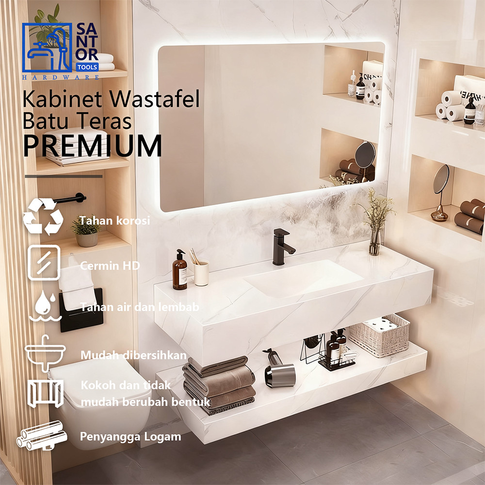 Santor tools - Cabinet wastafel Wastafel Kabinet Set Rock Beam Stone kabinet kamar mandi wastafel ca