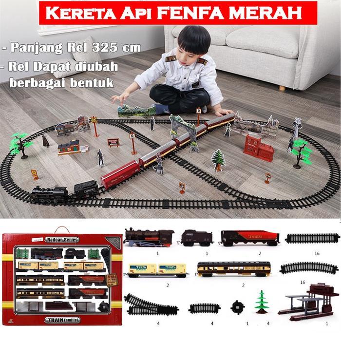 Mainan Anak Kereta Api Set Train Fenfa Panjang 325 Cm Kado Anak Ultah - FENFA MERAH