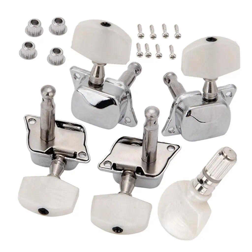 Silver Banjo Semi Closed Tuning Pegs Zinc Alloy Machine Heads Knobs Parts Set DIY Accessory for Banj