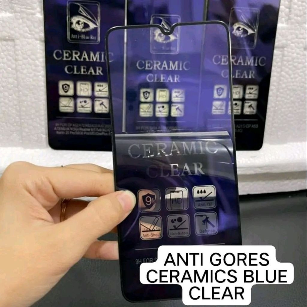 SHARP Tempered Anti Gores Anti Radiasi  Blue Clear Light Ceramic TG SHARP AQUOS V6/SHARP AQUOS V6 5G