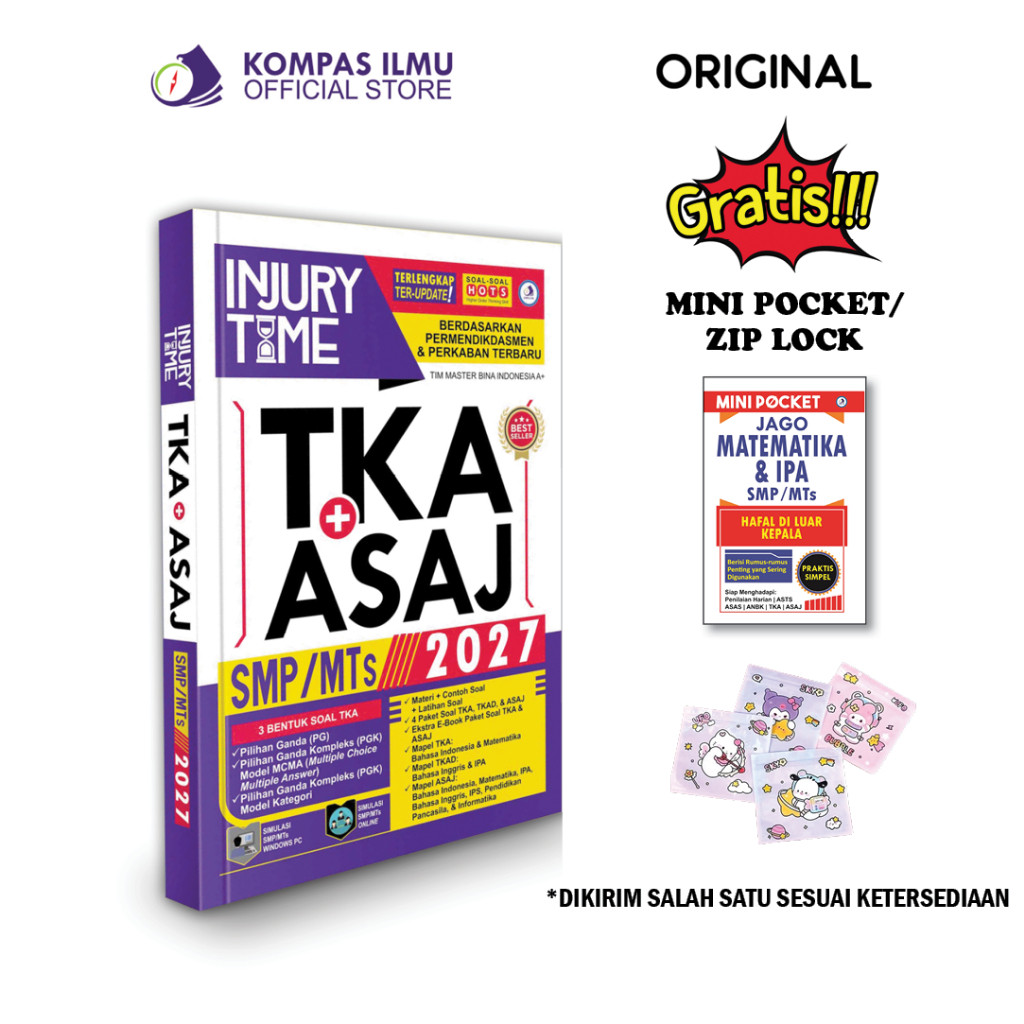 Buku Ujian Sekolah TKA (UN) + ASAJ (US) SMP Kelas 9 Terbaru | Injury Time US SMP MTs 2027     Berkua