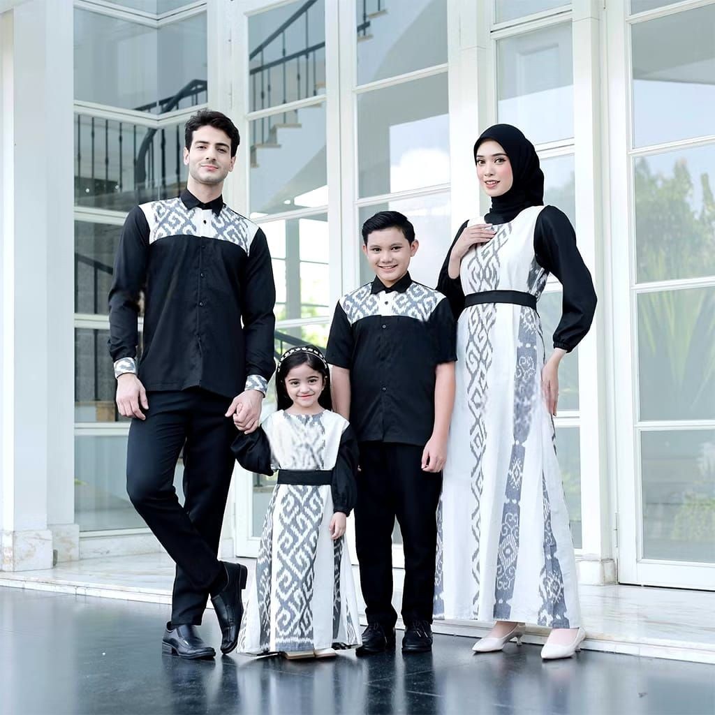 Gamis Couple Kemeja, Baju Sarimbit Hitam Putih, Couple Muslimah Terbaru, Baju Kondangan Keluarga, Sa