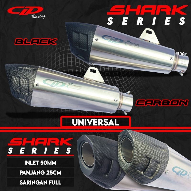 SILENCER KNALPOT ONLY CLD RACING SHARK SERIES LONG HITAM & CARBON