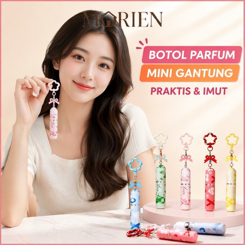 Botol Parfum Mini Refill Gantungan Botol Semprot Portable Aesthetic Pita Bulu Lucu