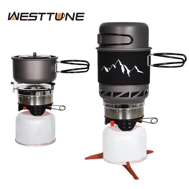 WESTTUNE Camping Cooking Set Stove Pot Pan Cookware System with Heat Exchanger Outdoor Propane Cooki