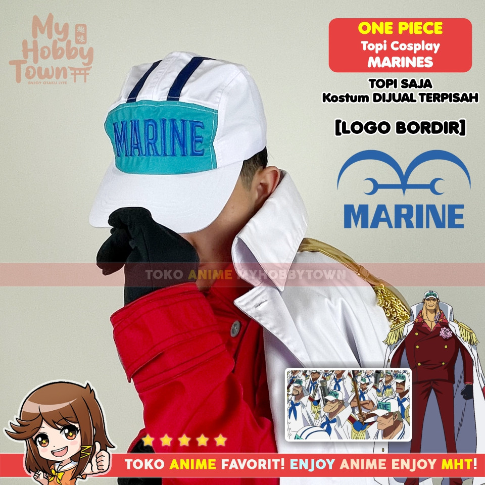Topi Marine One Piece Cosplay Admiral Akainu Sakazuki Aokiji Kuzan Kizaru Borsalino Topi One PIece