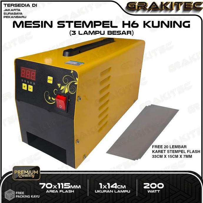 Goodseller- Grakitec Mesin Stempel H6 Kuning 3 Lampu - 1x Flash Jadi