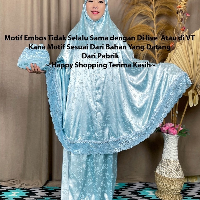Mukena Dewasa 2in1 Resleting Sutra Jaguar Premium Motif Embos Renda Karet