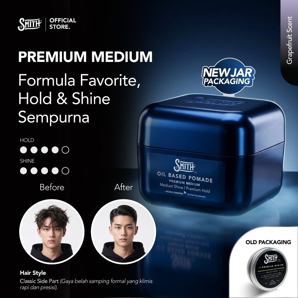 Smith Men Supply - Premium Medium Hair Pomade Oil Based 60gr | Pomade Rambut Pria | Minyak Rambut Pr