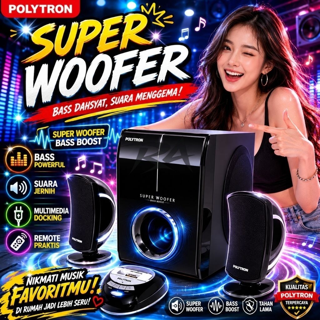 III POLYTRON PDC 1000 PDC1000 MULTIMEDIA DOCKING SYSTEM REMOTE CONTROL SUBWOOFER SUPER WOOFER BASS D
