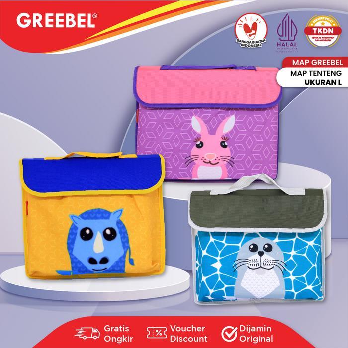 GREEBEL Tas Map Kain Karakter Hewan Lucu 614 L (1PCS) Tote Bag Anak Sekolah Map Tenteng Anak