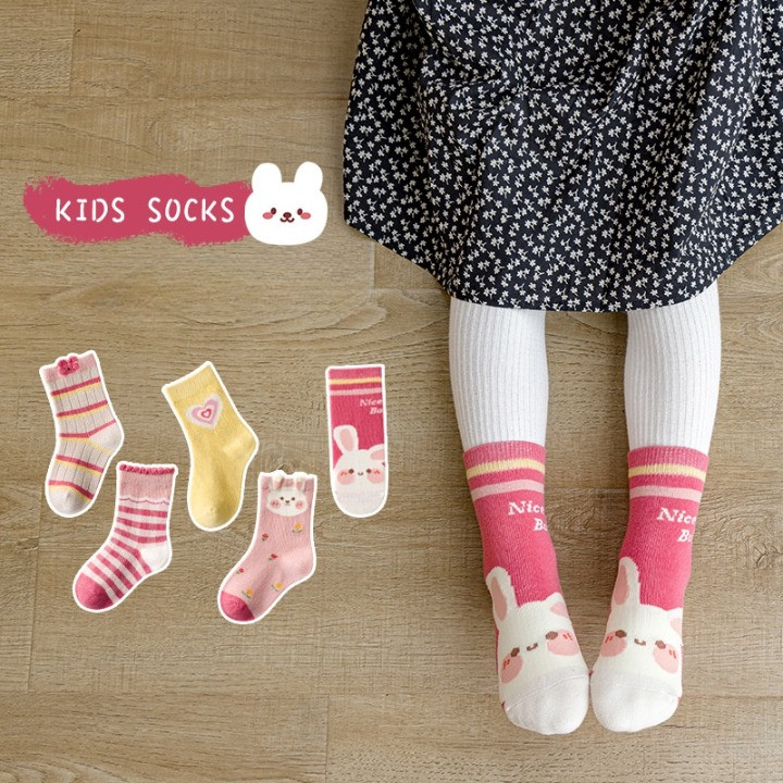 Kaos kaki motif anak perempuan / laki-laki (1SET ISI 5 PASANG) SOC104 / SOC105 / SOC106 / SOC107 / S