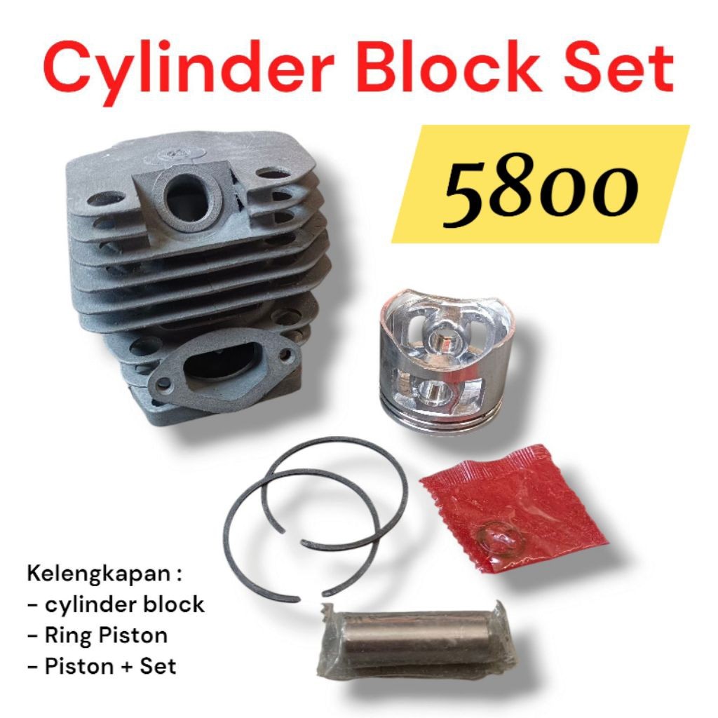 MegaCV Cylinder Block Assy 5800 / New west - Cylinder Block Set Chainsaw 58cc