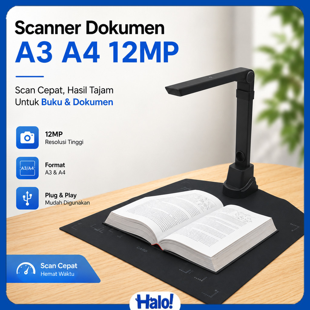Scanner Dokumen Buku Overhead Portable Camera Scanner A3 A4 12MP - SD-2000