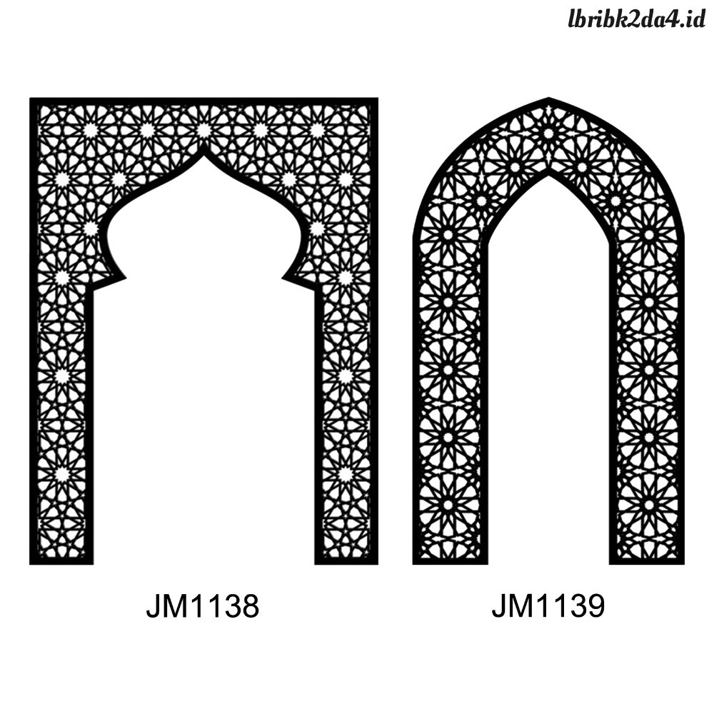 Stiker Bingkai Masjid 3D Akrilik Emas Latar Belakang Gapura Masjid Islami untuk Hadiah Rumah Festiva