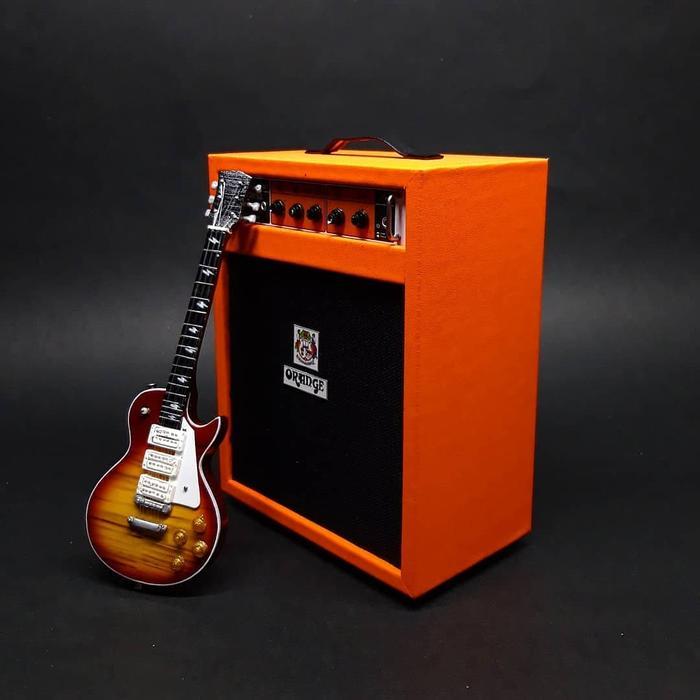 Miniatu Gitar Lespaul Gene Simmons dan Amplifier Orange 1:6