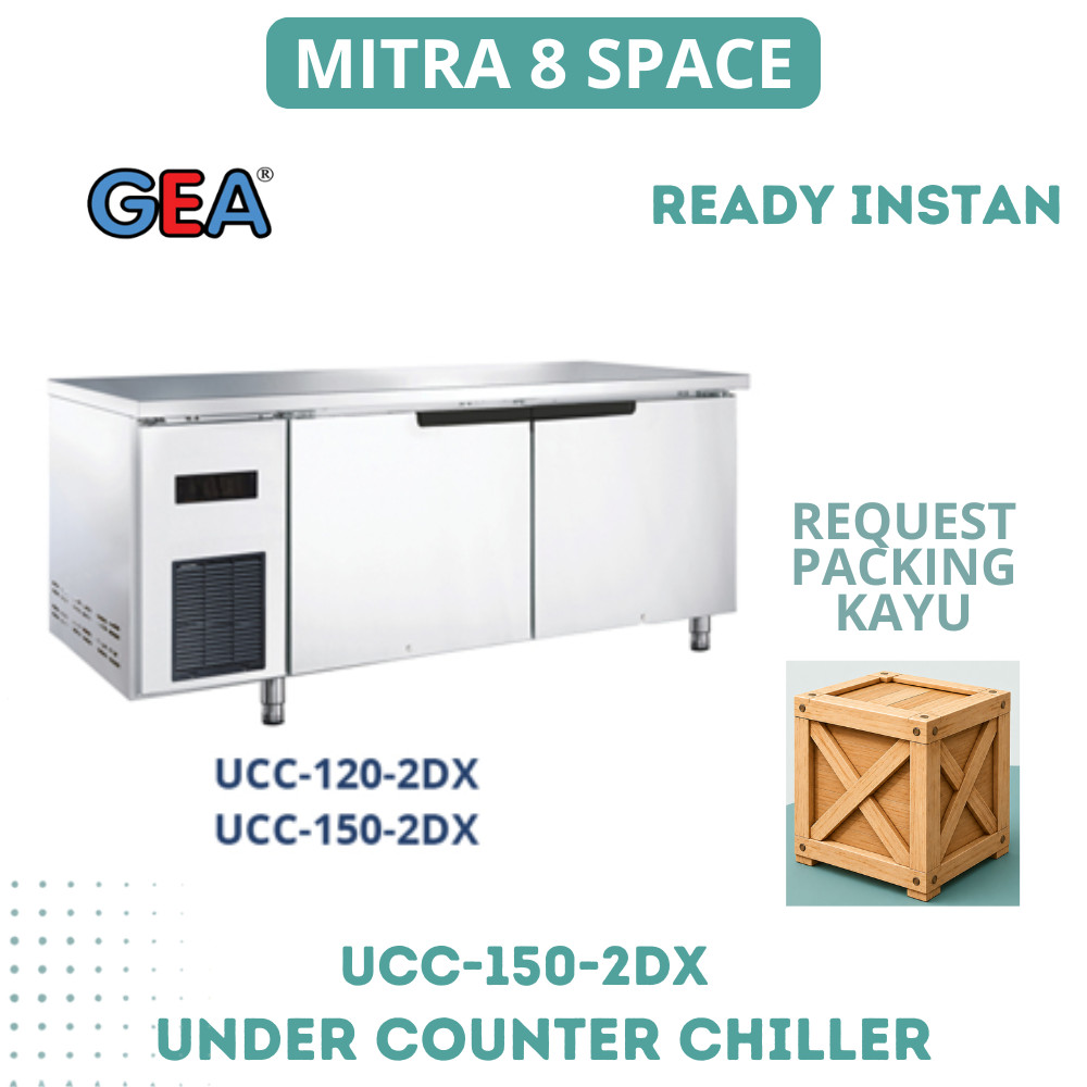 GEA UNDERCOUNTER CHILLER UCC-150-2DX 2 PINTU STAINLESS STEEL 304 328 LITER