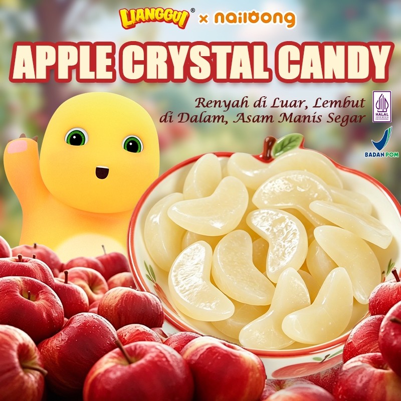 LIANGGUI - Permen Jeli Irisan Apel Halal permen anekabuah rasa/jajanan anak/jajan permen candy