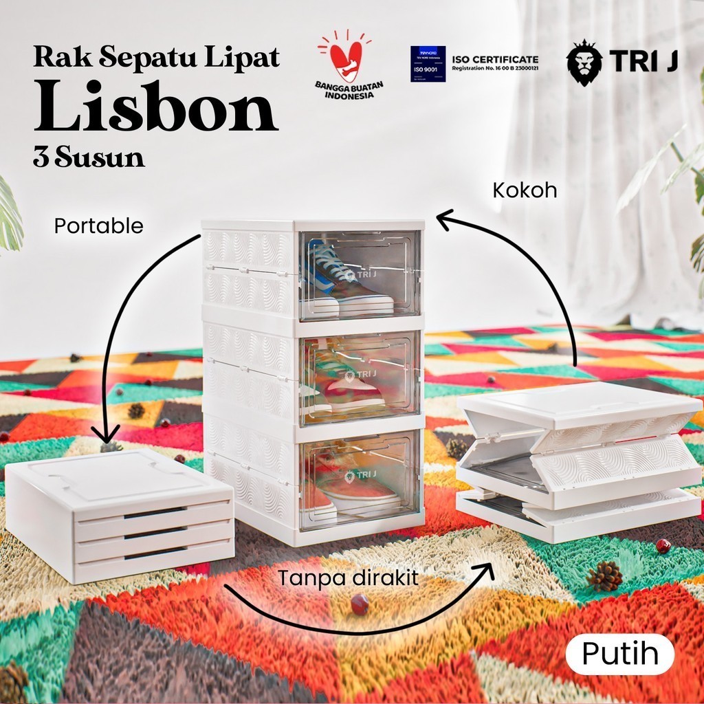 Rak Sepatu Lipat Lisbon 3 susun - TRI J