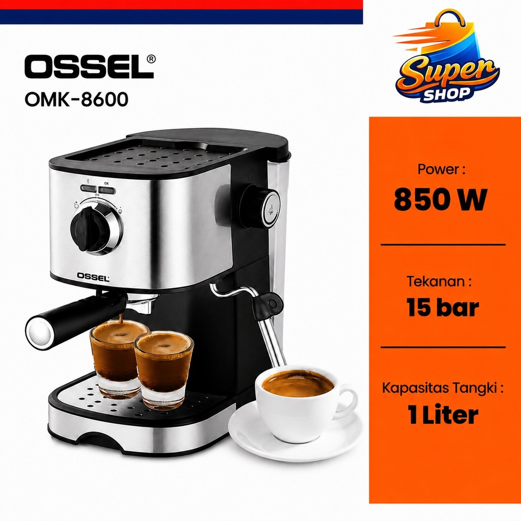 OSSEL MESIN KOPI ESPRESSO COFFE MACHINE OMK 8600 OSSEL ESPRESSO COFFEE MAKER MESIN ESPRESSO KOPI