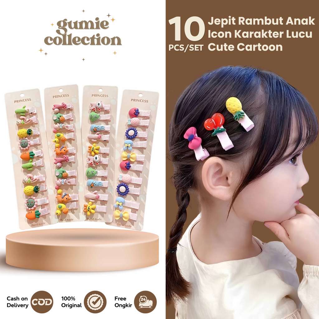 GC - 10PCS JEPIT RAMBUT ANAK ICON LUCU / AKSESORIS JEPIT RAMBUT ANAK MOTIF KARAKTER KARTUN