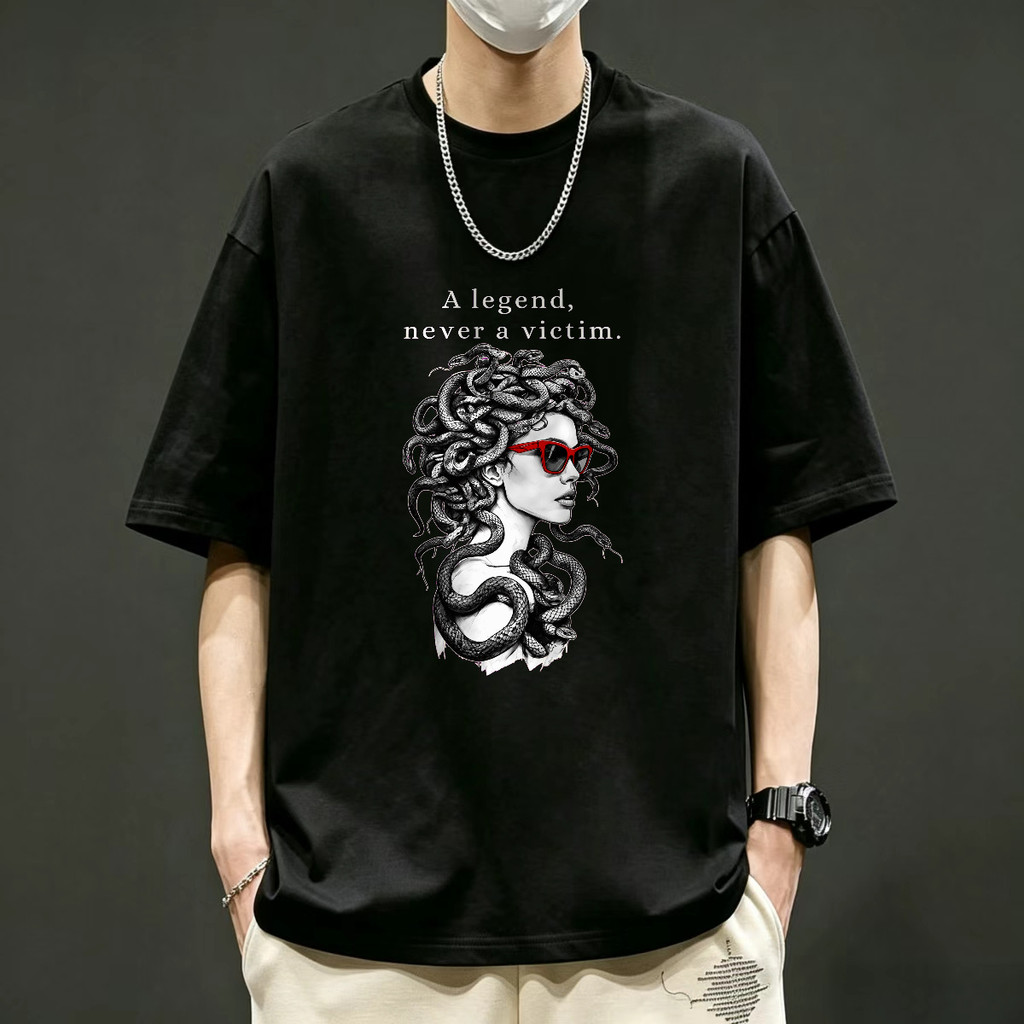 Kaos T Shirt Unisex Medusa A Legend Never A Victim Kaos Vintage Pria Wanita Desain Ular Kacamata Mer