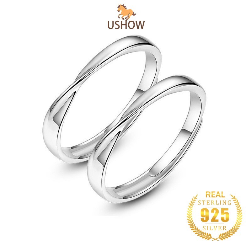 USHOW Cincin Pasangan Sederhana Gaya Korea S925
