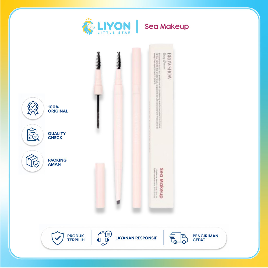 Sea Makeup Browshow Eyebrow Trio Kit 3in1 Pensil Alis Segitiga Spoolie Browcara Kuas Alis Eyebrow