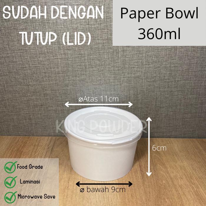 ISI 25 Paper Bowl 360ml/500/650/800/RiceBowl/Tempat Nasi/Box Nasi BOWL+LID ISI 25 - 360 ML
