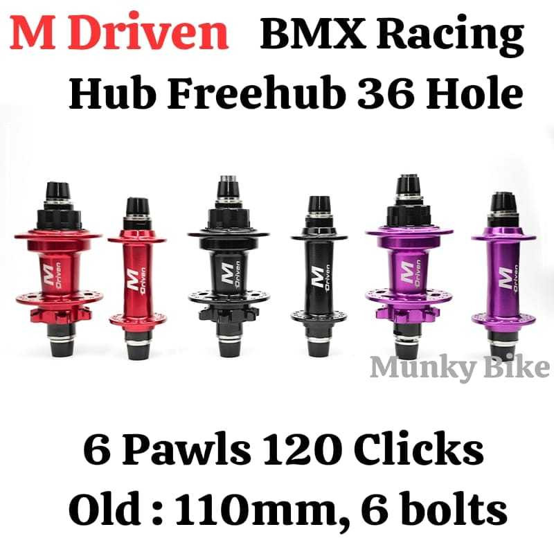 Foto M Driven Hub Freehub Sepasang BMX Race Female Axle 10 x 110 36 Hole 6 Pawls Baut Bolt Tawon 36H Bearing