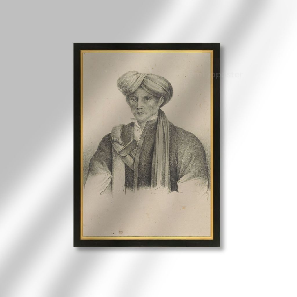 Poster Sketsa Pangeran Diponegoro Plus Bingkai Kayu Klasik