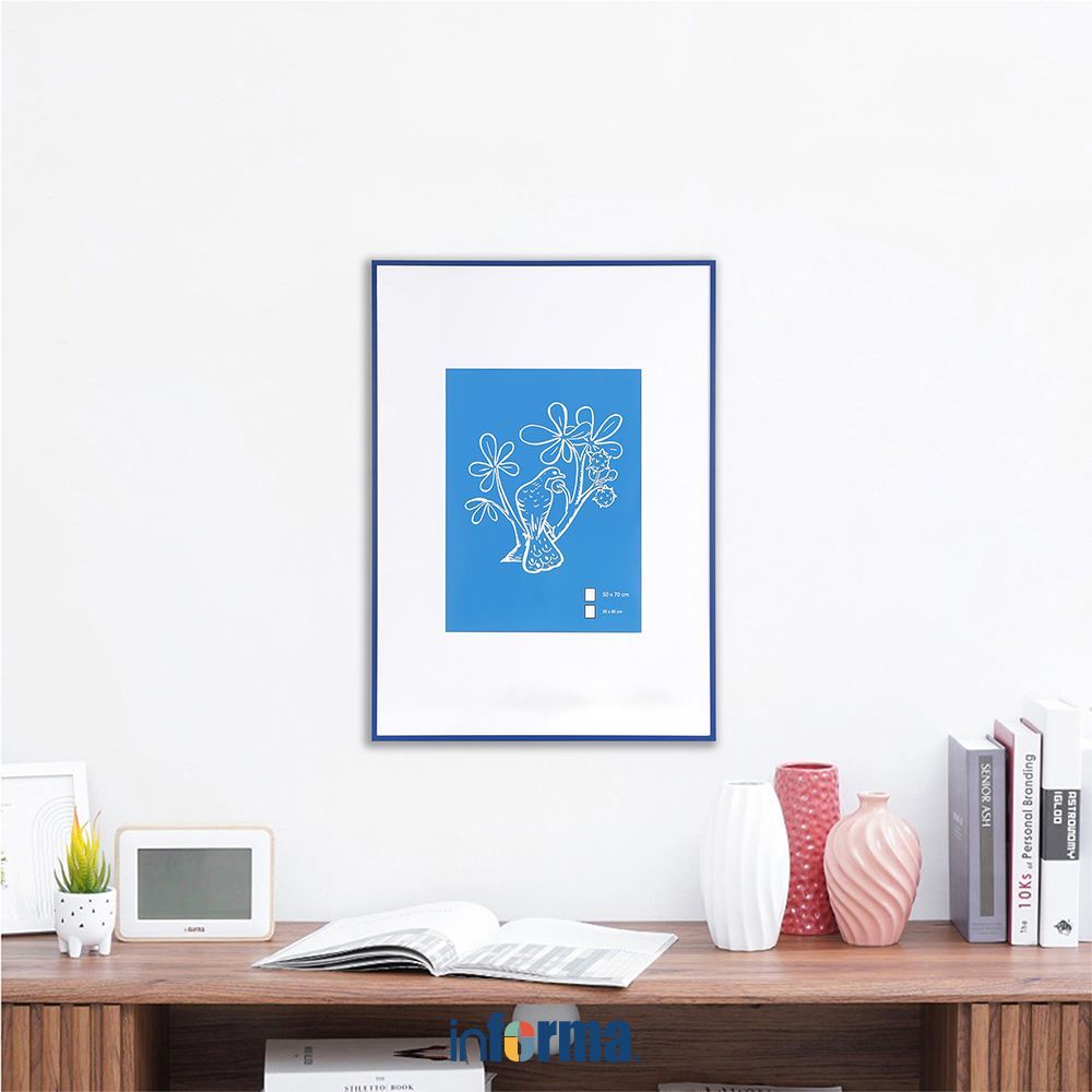 Informa Bingkai Foto Gallery Dinding Aluminium & Plastik 50x70 cm - Biru Figura Photo Frame Pigura P