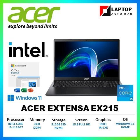Laptop Acer Extensa EX215 Intel Core i5-1135G7 RAM 8GB SSD 512GB Screen 15.6 Full HD