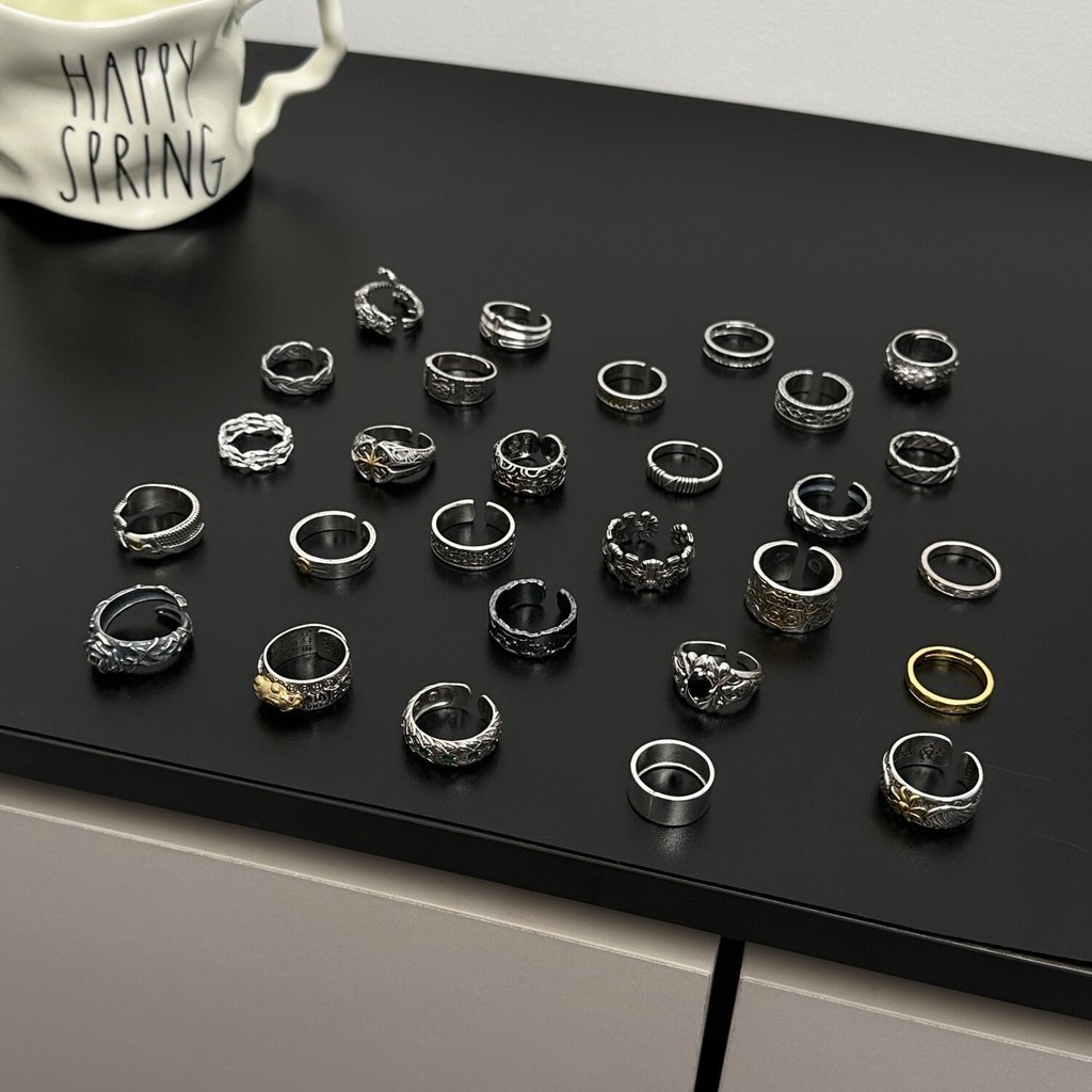 Murah Cincin Adjustable Aesthetic Pria & Wanita | Fashion Ring Retro Punk Vintage Anti Karat [Adjust