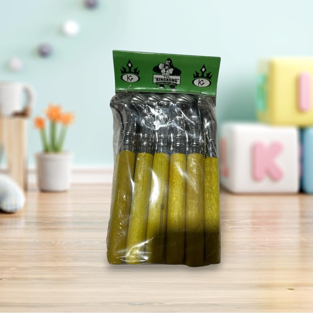 LUSINAN/12 PCS KEROKAN BUAH STENLIS GAGANG KAYU