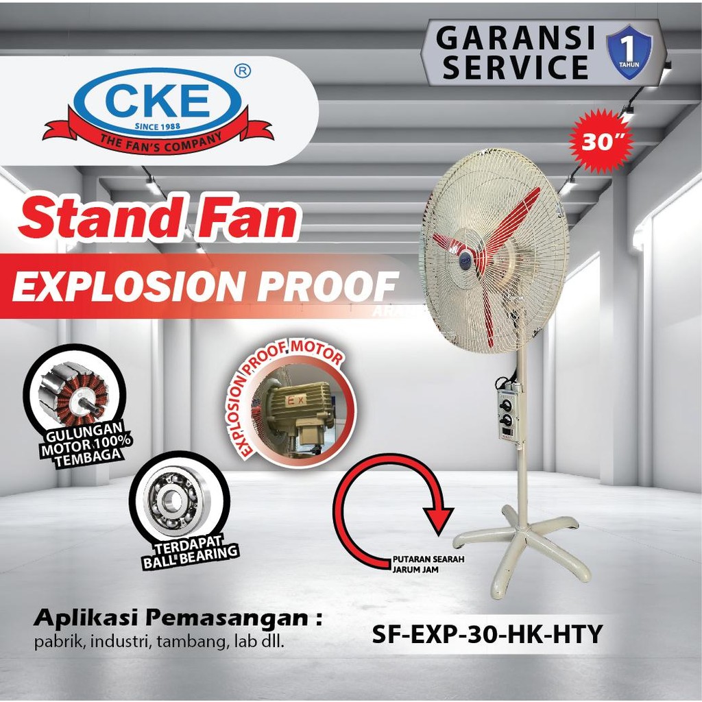 CKE Stand Fan Explosion Proof 30 Inch CKE Kipas Angin Berdiri Industri 220V Anti Ledak 75 CM