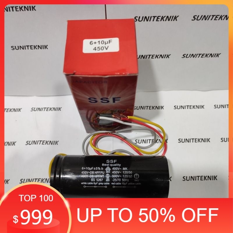 kapasitor 10uf + 6uf - CAPASITOR 10+6UF - KAPASITOR 10 UF DAN 6 UF