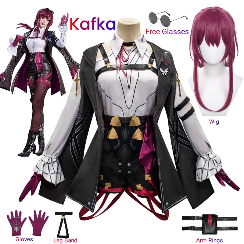 Honkai Star Rail Cosplay Costume Honkai Kafka Cosplay Costume Helloween Party Suit with Wig Kafka Ou