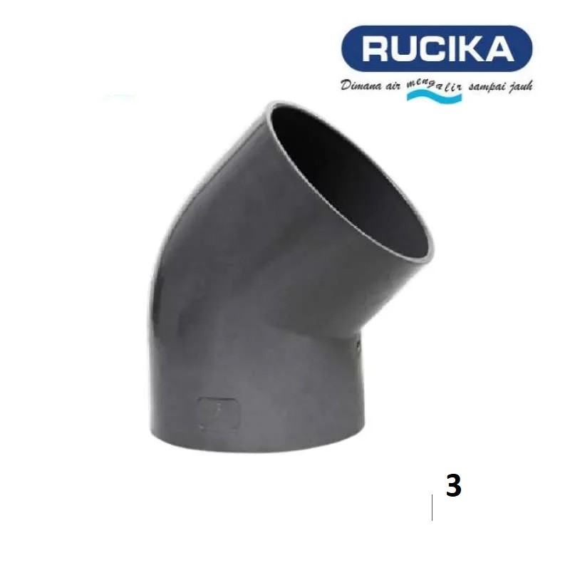 Rucika Radius Elbow 45° (D) Sambungan Pipa 3 Inch Bahan Berkualitas Tebal dan Kuat 100 % Original
