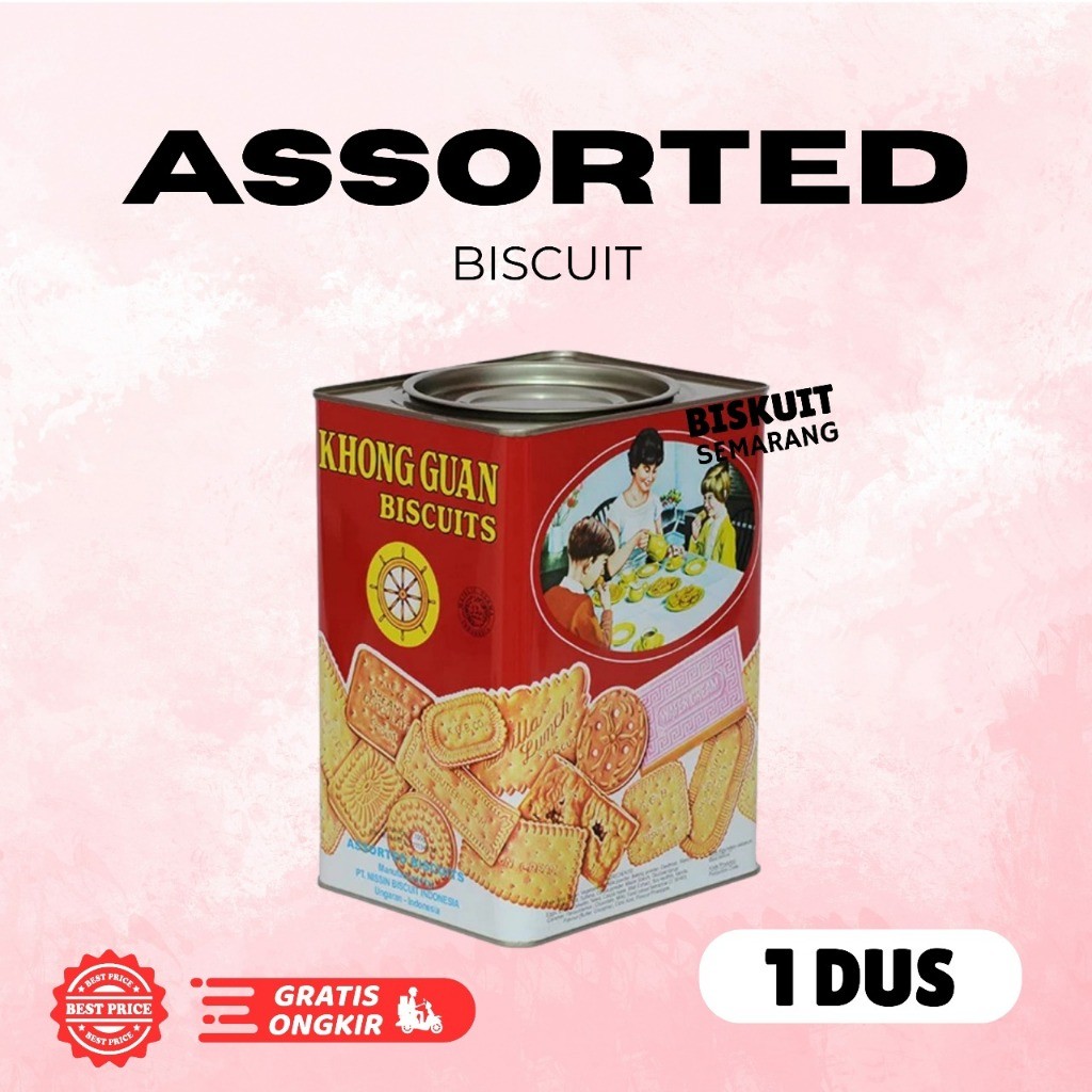Khong Guan Assorted Red 1600 gr Biskuit Khong Guan 1 KARTON Isi 6 Kaleng Kotak
