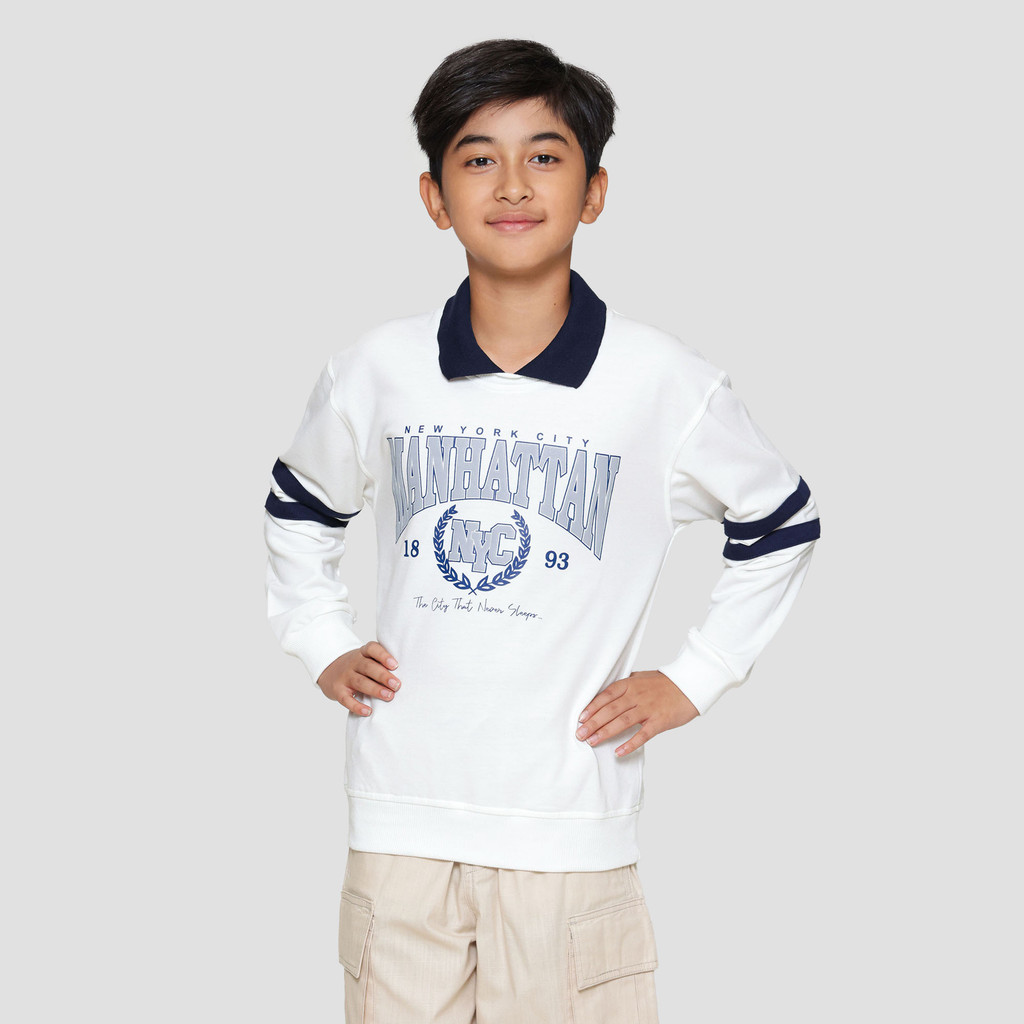 Nevada Collar Print Manhattan Sweater Anak Laki-laki 122984595