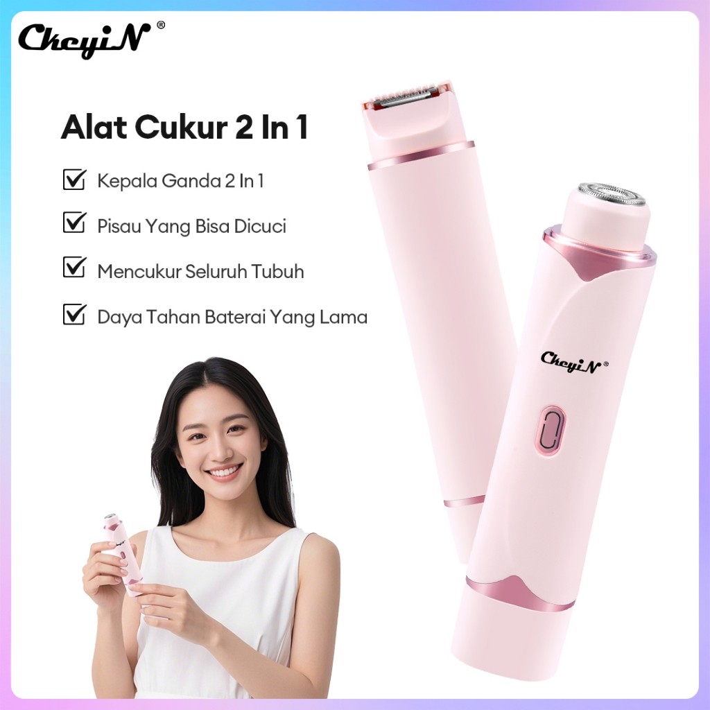 (Orventa) CkeyiN Alat Cukur 2 IN 1 Shaver Portabel Alat Penghilang Bulu Seluruh Tubuh Alat Cukur Kep
