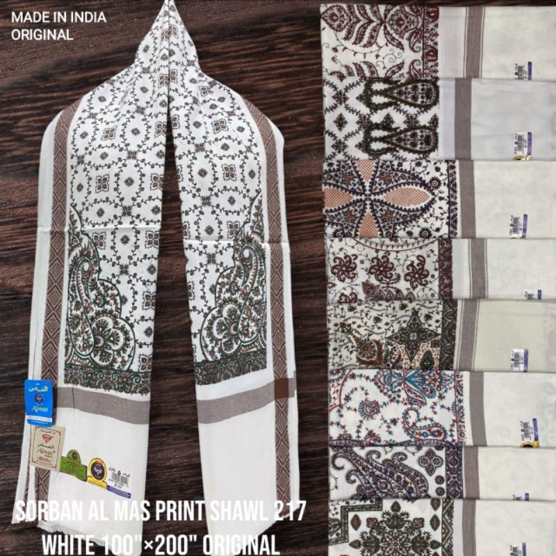[TERLARIS] AL-ASAS Sorban Yaman Almas Print 217/213 | Putih Sorban Arab Sorban Haji Surban haji Sorb