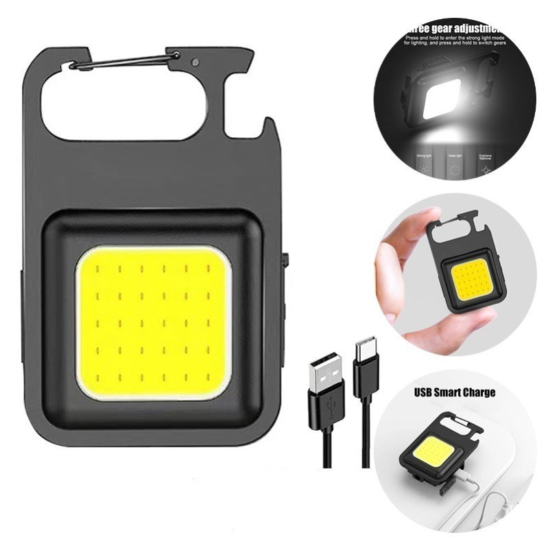 Lampu Senter Light Portabel Traveling Emergency Gantungan Magnet Mini Led Keychain Light Cob Recharg