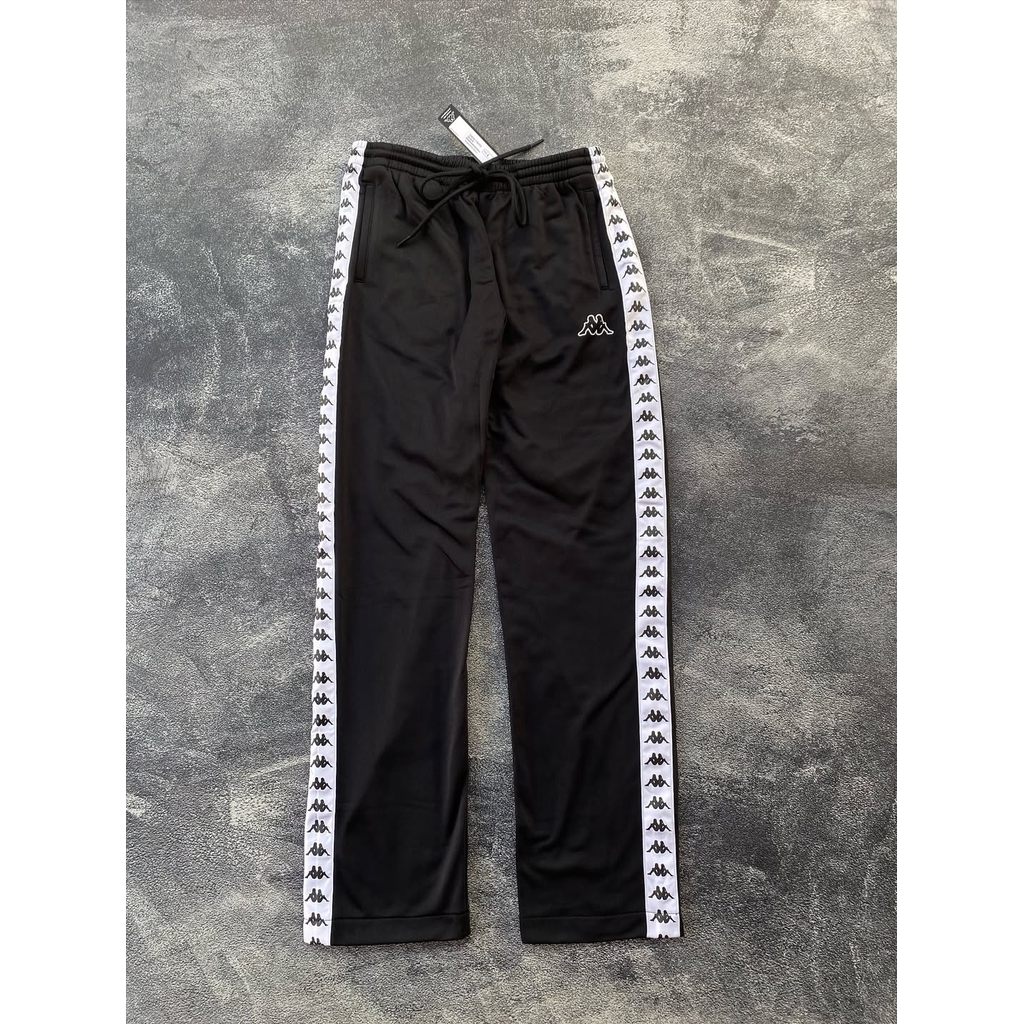 TRACKPANTS KAPPA CELANA PANJANG BLACK TAPED PUTIH PRIA WANITA TRAINING RUNNING GUNUNG CASUAL BRANDED