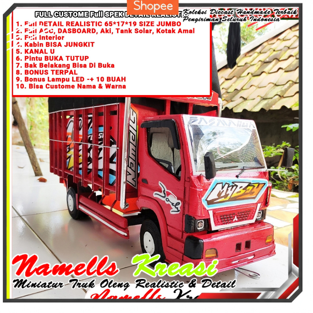 NAMELLS KREASI MAINAN TRUK OLENG HEREK SPESIAL FULL CUSTOME LAMPU TERPAL MAINAN MINIATUR TRUK BISA S